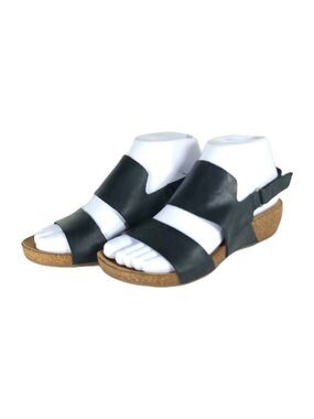 Korks By Kork-Ease Yanidel Women’s US6M Black Leather Wedge Slingback Sandals